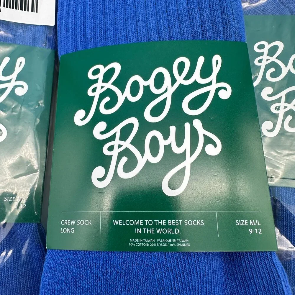 Bundle of 3 Pair Bogey Boys Essential Crew‎ Long Golf Socks, Size M/L 9-12, Blue